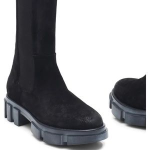 New Free People Black Suede Chelsea Lug Boot